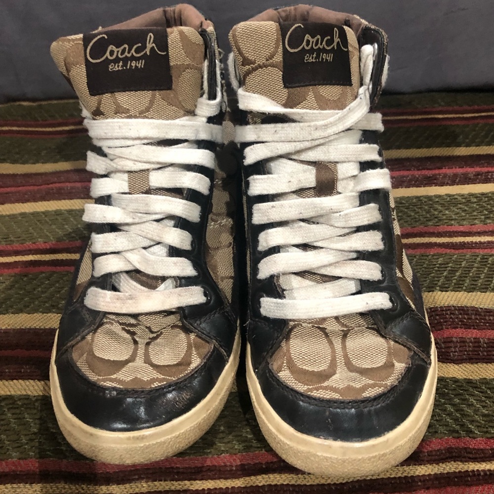 Coach High Top Tennis Shoes Size 6.5 Brown
